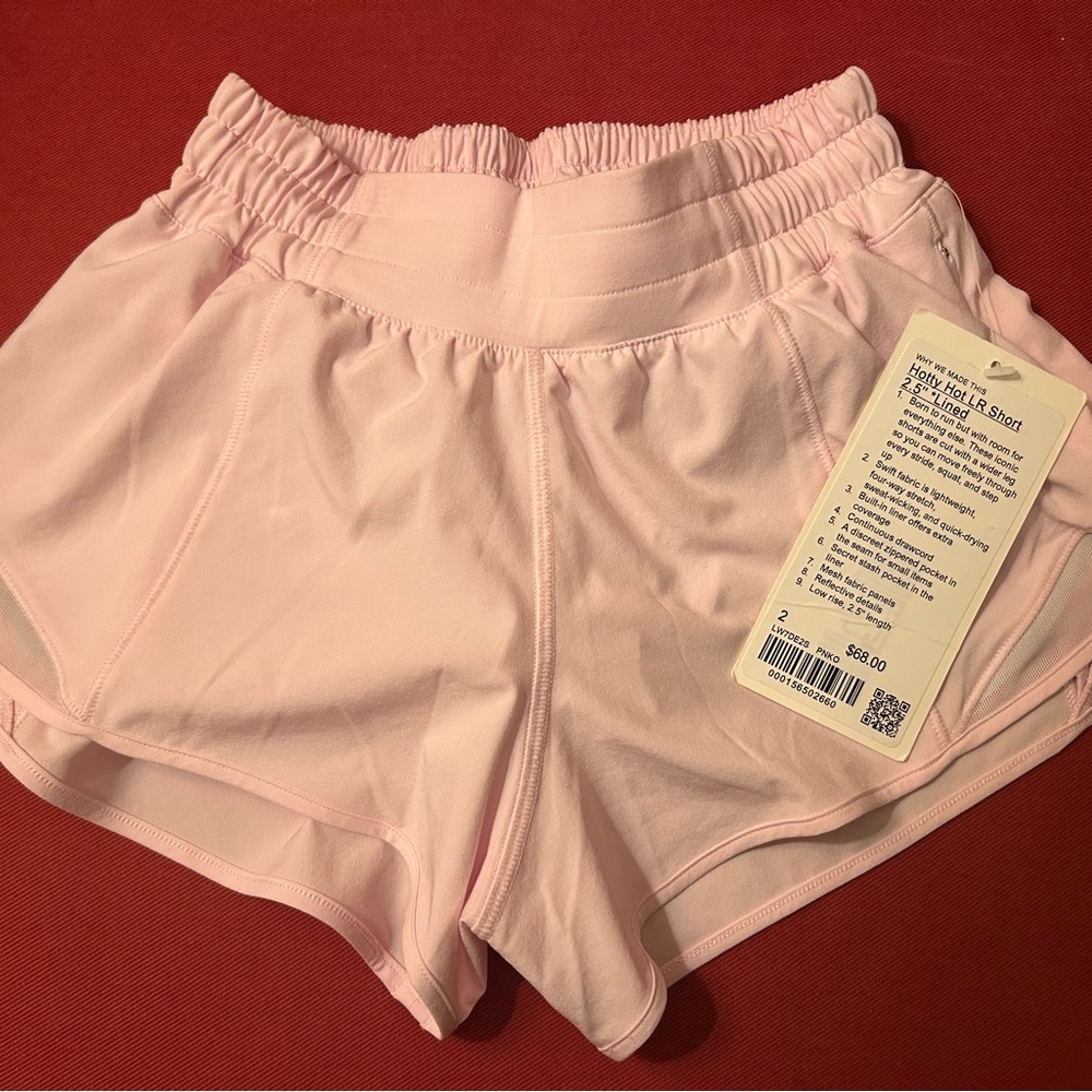 NWT Lululemon Pink Organza Hotty Hot Shorts 2.5” - Size 2